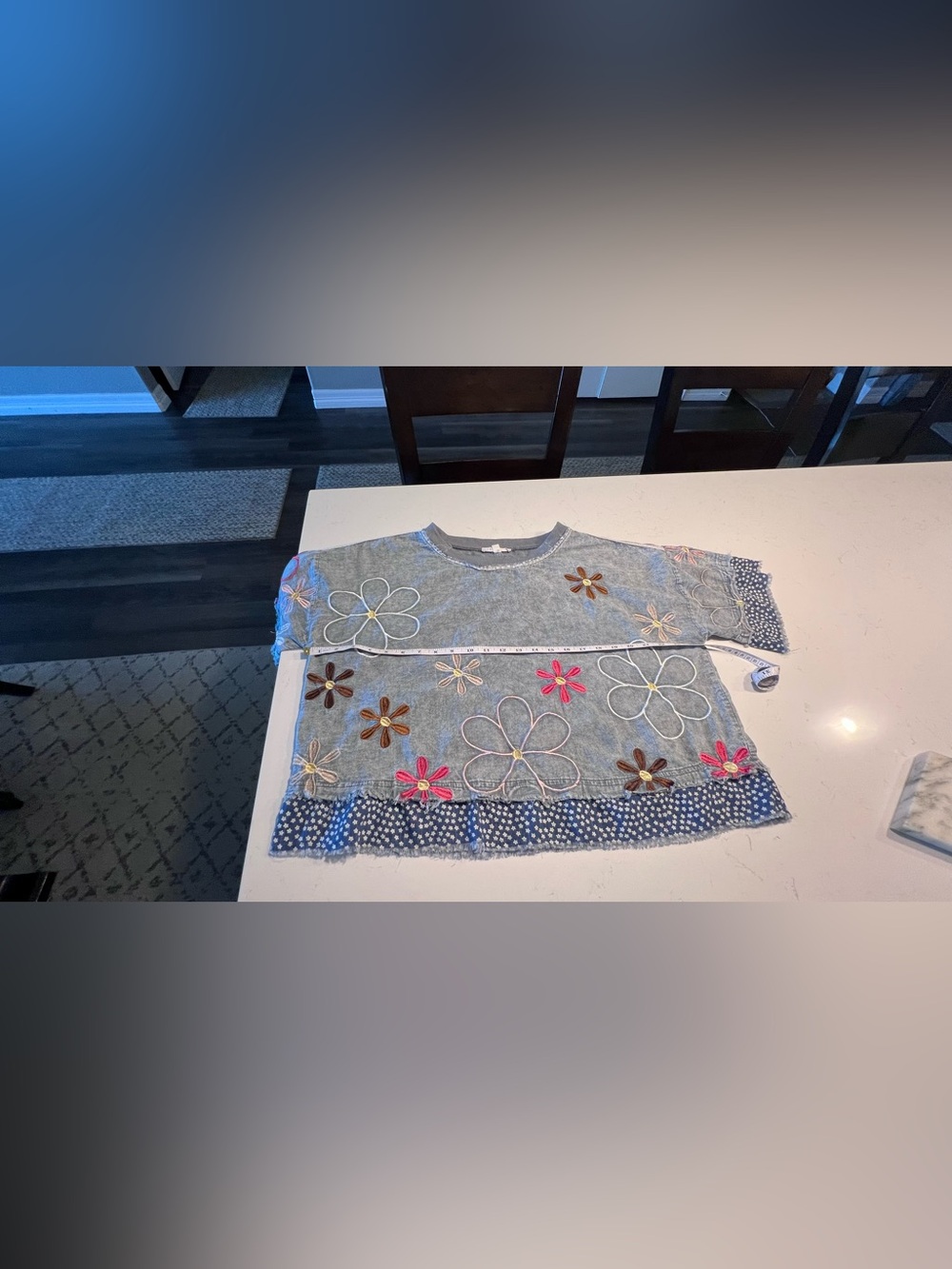 Oli and Hali slate blue floral embroidered top size S - Picture 11 of 12